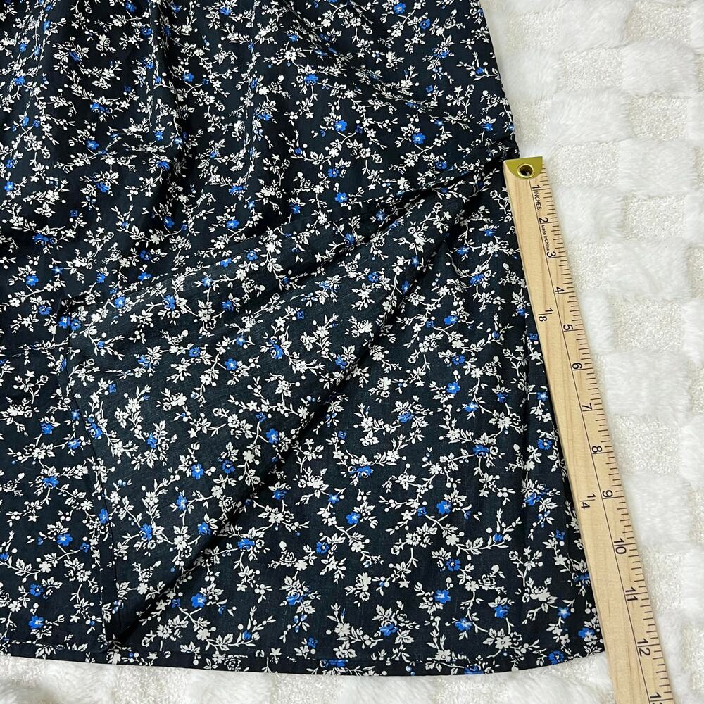GAP Floral Midi Dress XL Navy Blue Smocked Waist - Picture 8 of 10